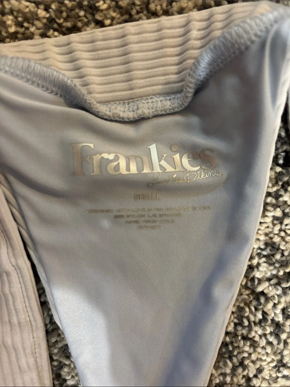 Ribbed Light Blue Triangle Bikini Set (Frankie’s Bikinis)- Women Swim